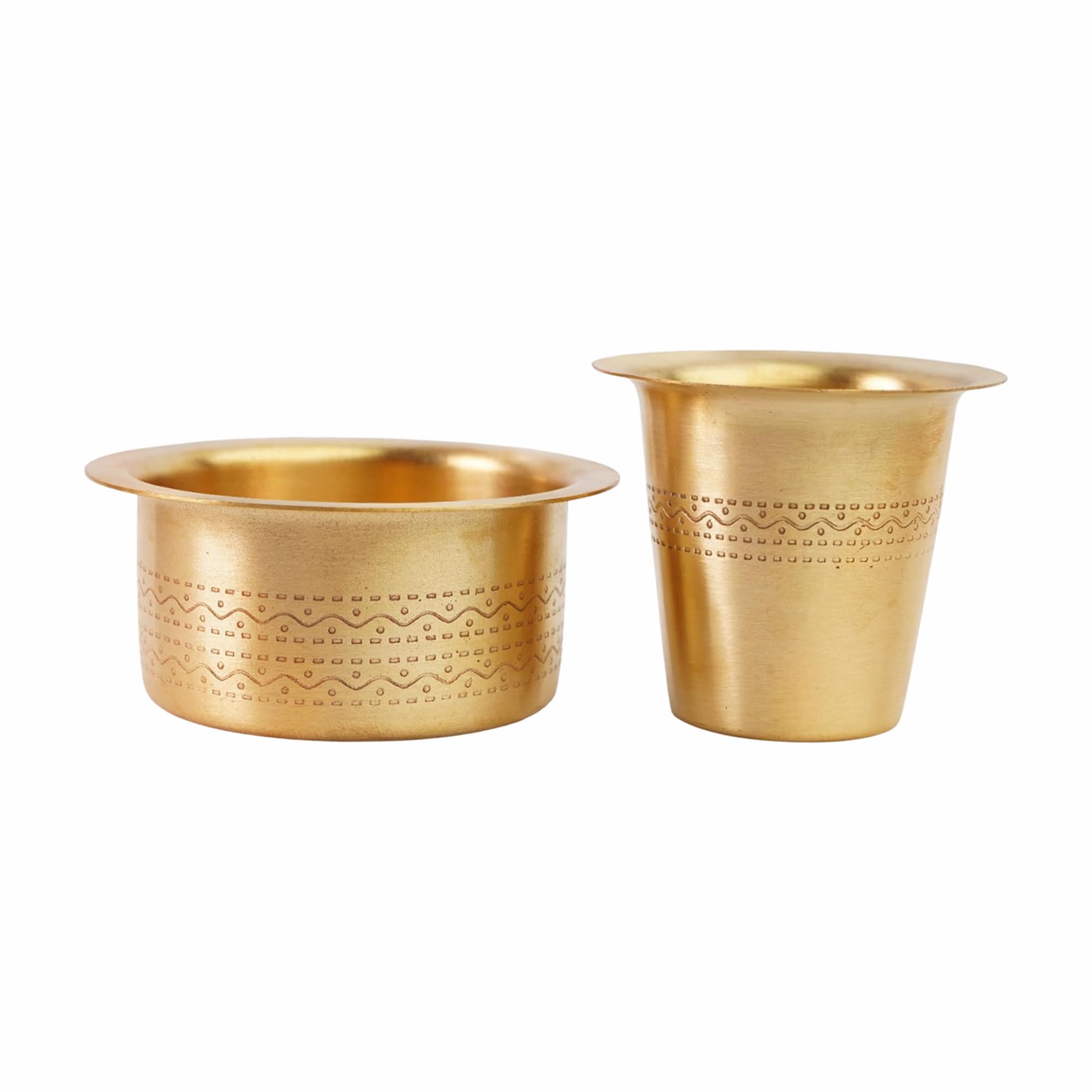 Brass Filter Coffee Dabara & Tumbler Set – Authentic South Indian Coffee Cup - 150ml (Pack of 1 Set)-image-4