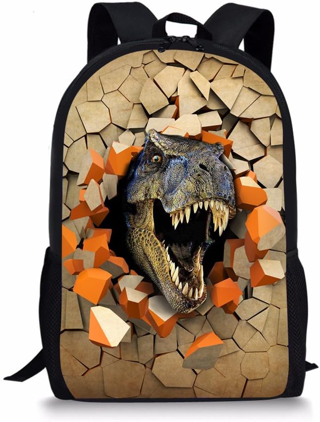 Showudesigns Unique Printing Dinosaur Children School Backpack with Soft Handle