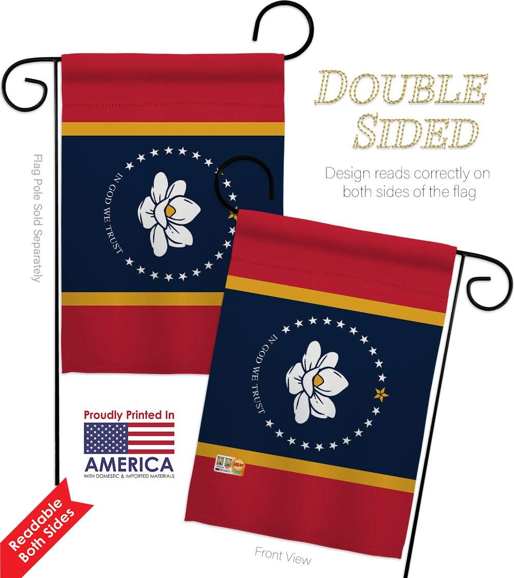 Mississippi Garden House Flags Set Americana States USA American Territories Republic Country Particular Area Small Decorative Gift Yard Banner Double-Sided Made In 28 X 40
