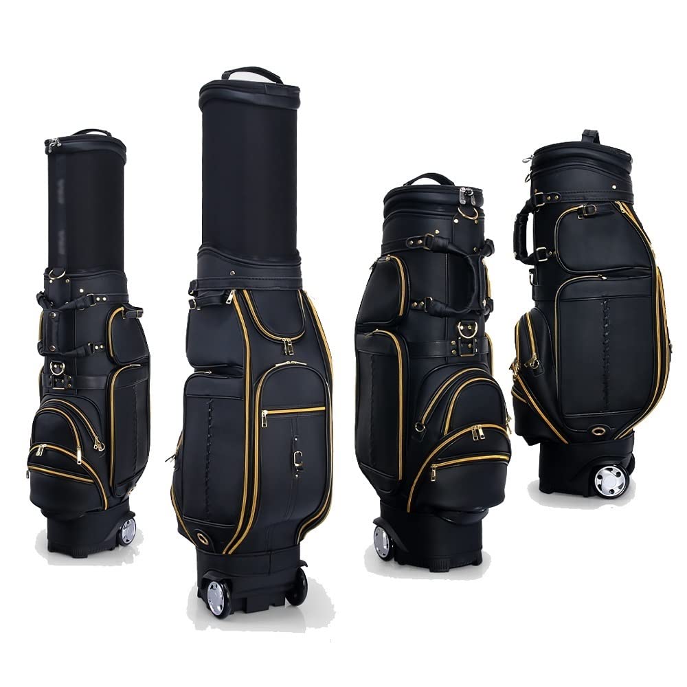 Torba golfowa, skórzana torba golfowa dla mężczyzn, 6-drożna przegroda, antypoślizgowa i odporna na zużycie, wygodna i dostępna (Grey : Black)