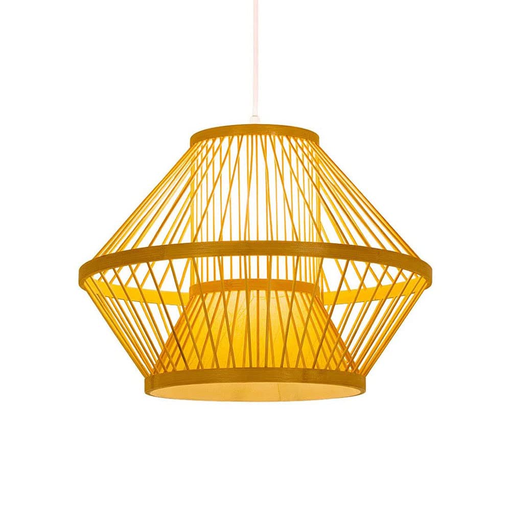 Suspension lumière bambou culot E27 luminaire de style chinois vintage 40cm