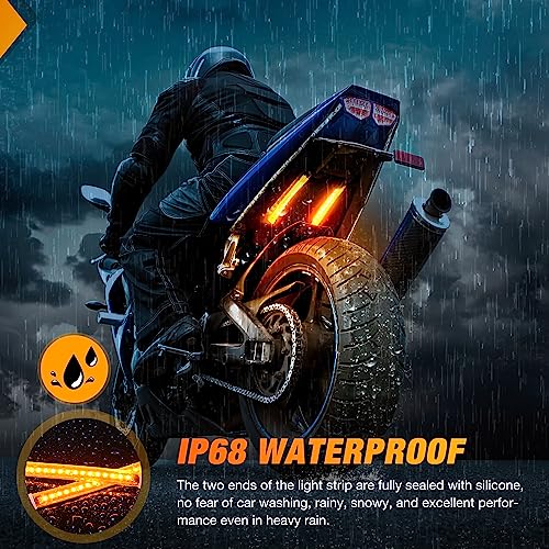 Image of Nilight 2PCS 5 Inch LED Motorcycle Turn Signal Tail Light Strips Yellow Amber Beam Flexible Bend Adhesive Universal Fit Harley Motorcycles Dirt Bikes Snowmobile ATV