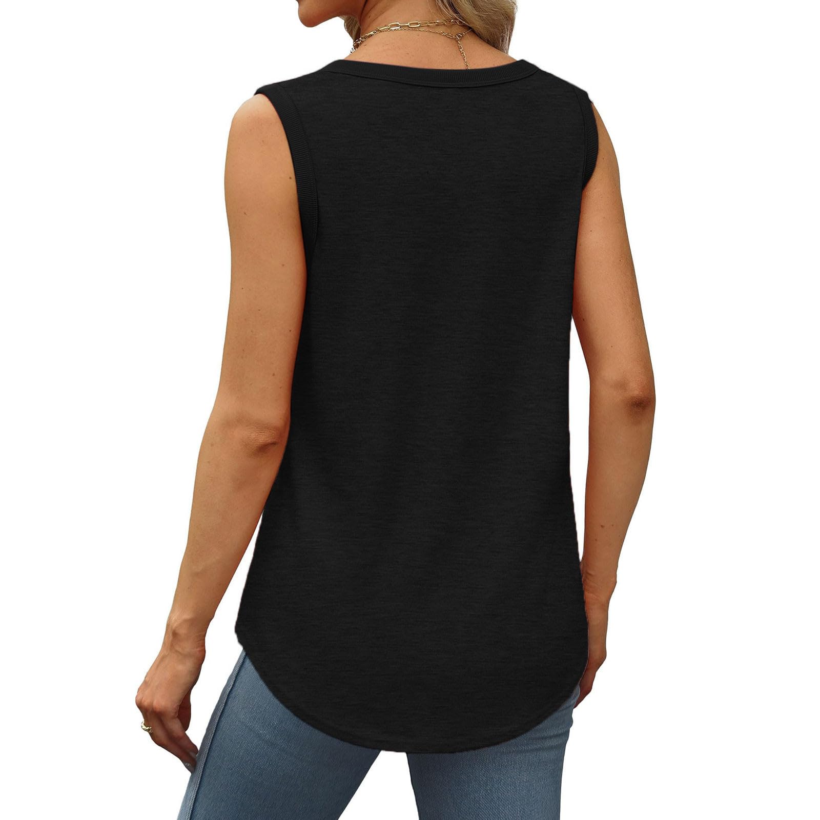 Lot de 3 débardeurs d'été sans manches pour femme - Grande taille - Col rond - Coupe ample - Couleur unie - Décontracté - Léger - Athlétique - Sport - Tunique - Ourlet incurvé (S à 5XL)
