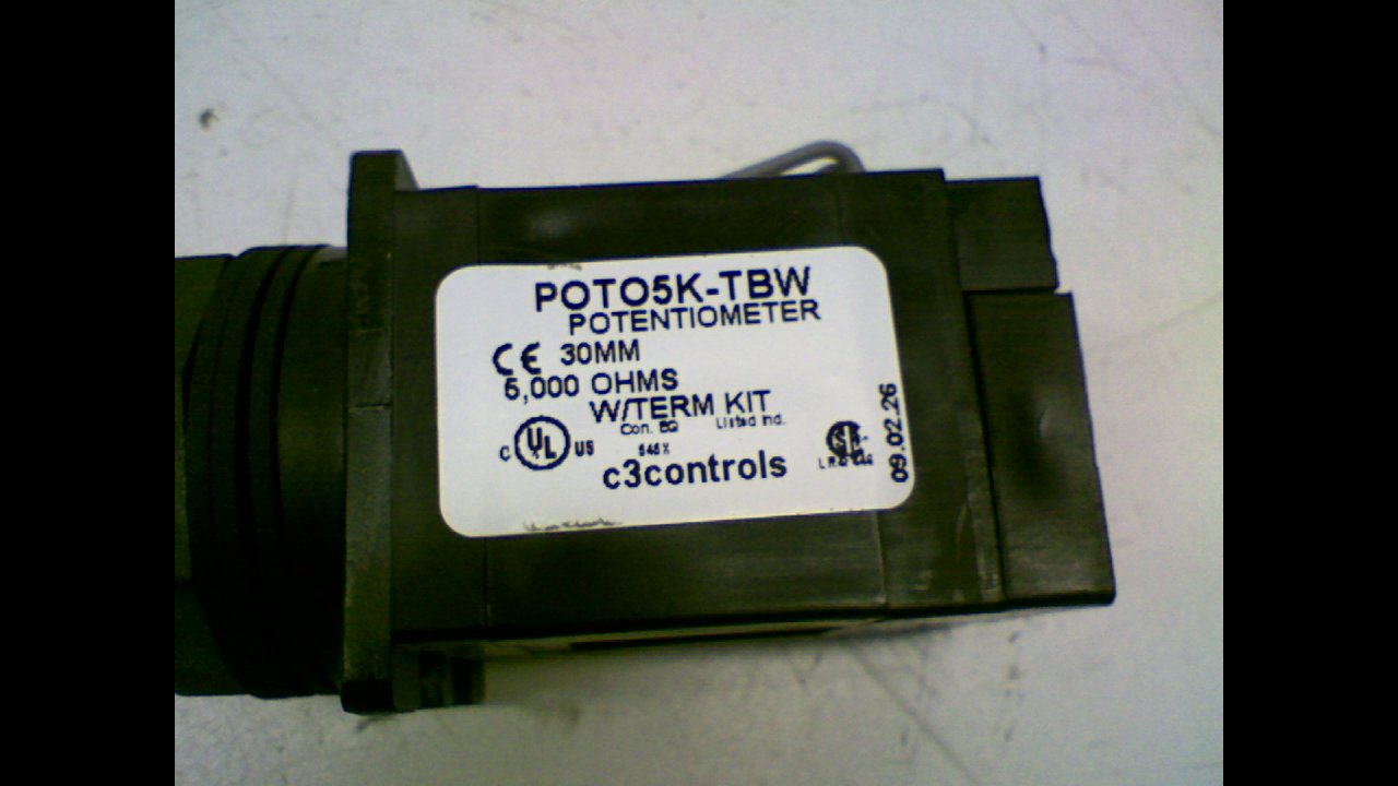 C3 CONTROLS POTO5K-TBW 30MM, 5K OHM, Black Polyester (Type 4X), Potentiometer Operator, Terminal Block Installed and Wired