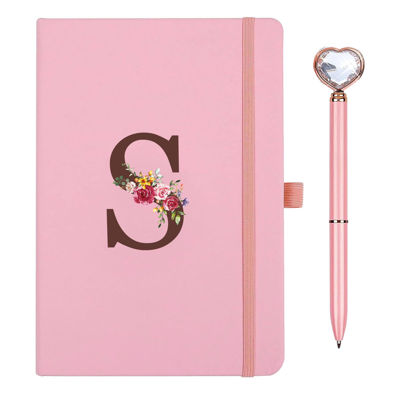 Personalised A5 Notebook with Initials, PU Leather Journal with Pen, Diary for Adults, School, Girlfriend, Sisters, Girls, Teenagers, Women, Birthday, Graduation Gift, Mother's Day Gift (S) — image 1