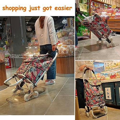 SADOMAIN Aluminium Einkaufstrolley Treppensteiger, Tragfähigkeit 60 kg, Trolly Einkaufswagen Klappbar mit 6 Räder und Abnehmbare Tasche 60L, Wasserdicht (A) – Bild 8