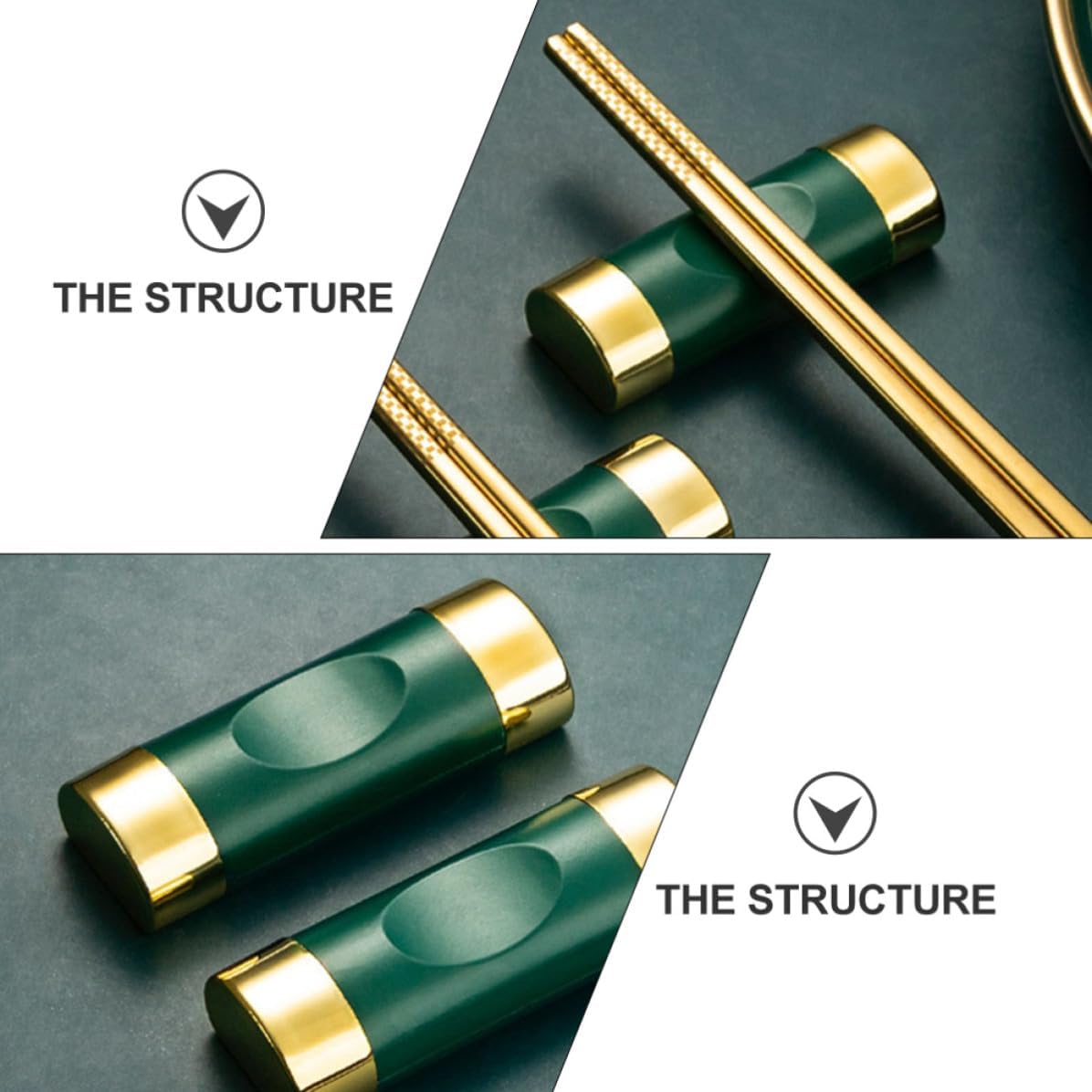 4pcs Copper Glass Fiber Chopstick Rack with Stable Base for Dining