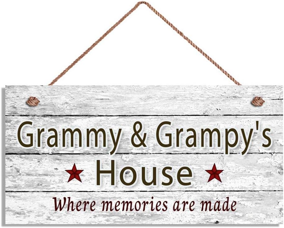AJHERO Grammy and Grampy's House Sign, Where Memories are Made, Distressed Wall Art, Gift for Grandparents, 6" x 12" Sign(ZY-W154)
