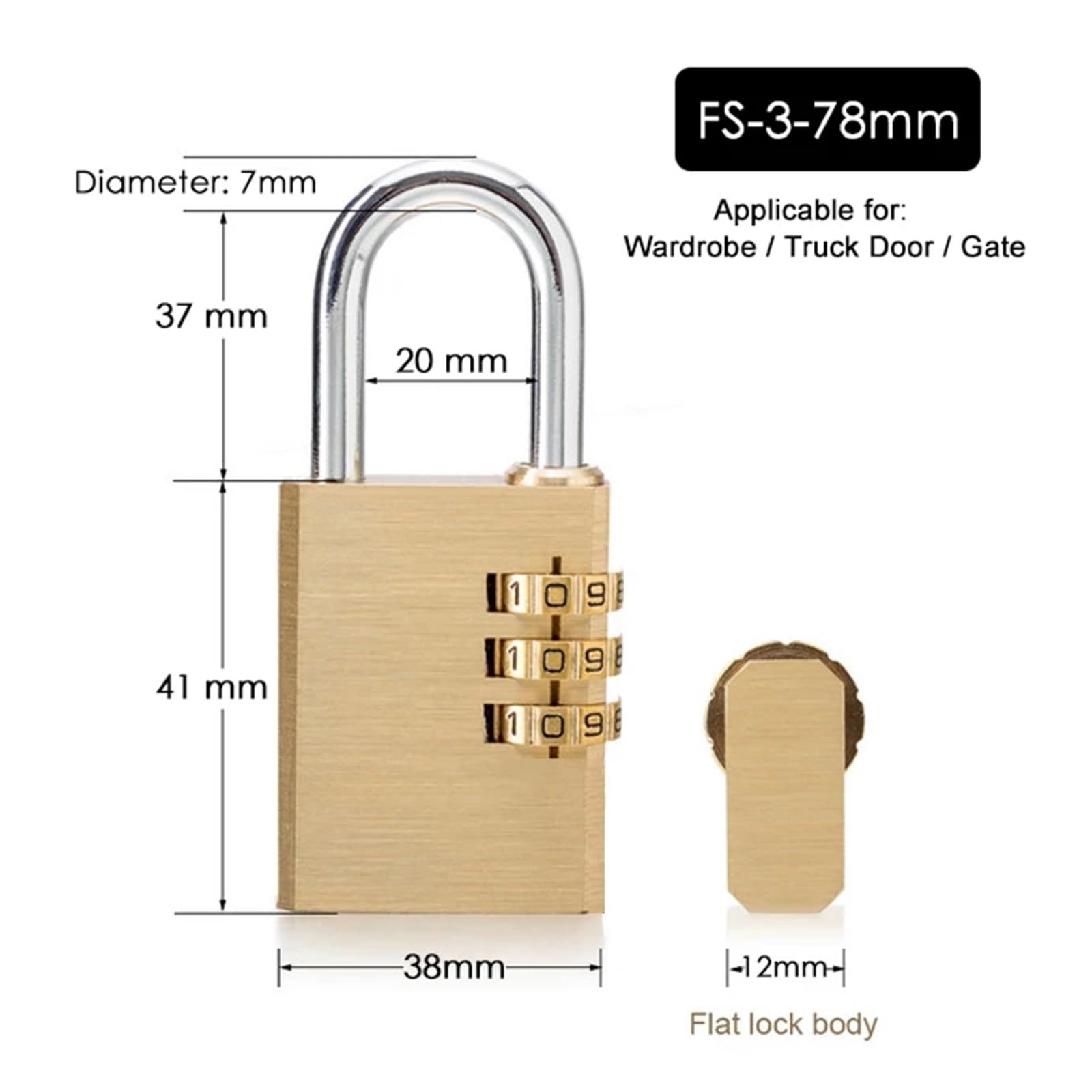 Candado Gimnasio Candado de seguridad cobre y latón macizo, candado con código combinación contraseña for gimnasio, casillero Digital, Hardware bloqueo for cajón maleta(FS-3-78)