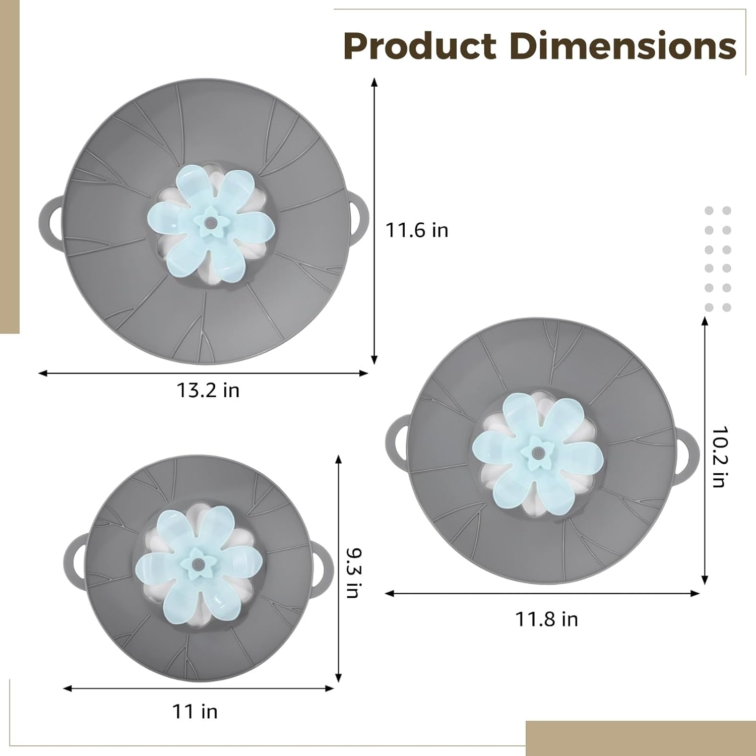 3 Pcs Silicone Spill Stopper Lids, 3 Sizes Splatter Covers, Reusable Lids with Flower Vent, Universal Pot Covers, Boil-Over Protectors, Safe for Microwave, Oven, Stovetop, Dishwasher