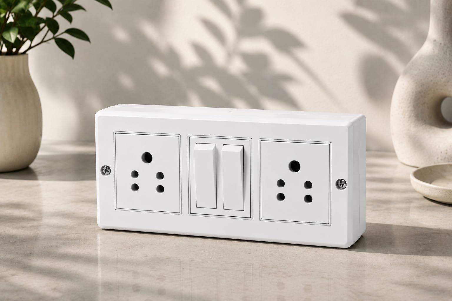 SEER 6 Modular Wall Mounted Switch Board | Premium Silver Finish Modular Gang Box with 2 Flat 10A Switches & 2 Universal 6A Sockets | Safe & Durable for Home, Office & Shop Use-picture-10