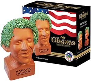 Chia Pet Happy Barack Obama, Decorative Pottery Planter, Easy to Do and Fun to Grow, Novelty Gift, Perfect for Any Occasion
