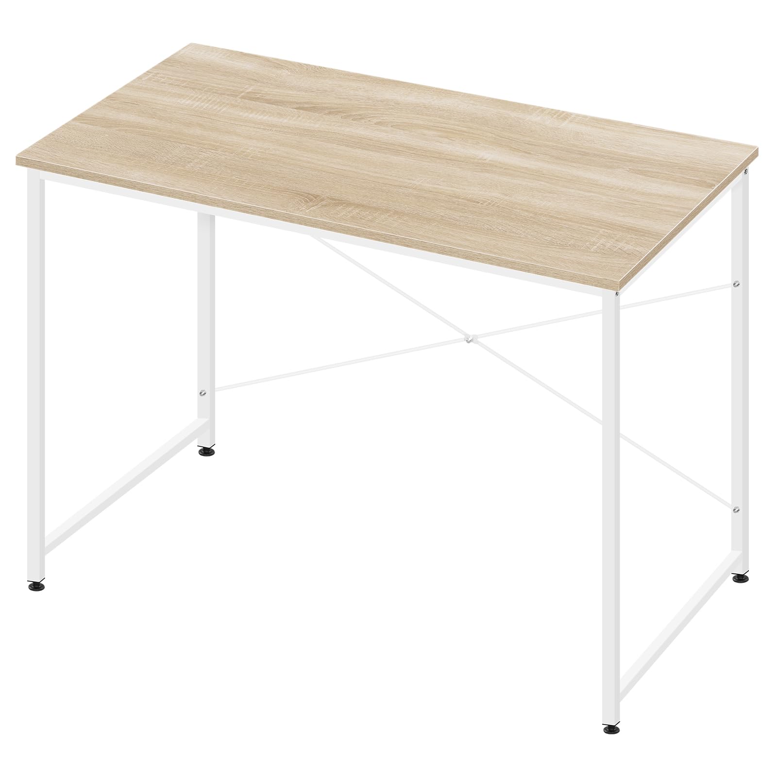 WOLTU Scrivania per Computer Piccola, 100x50 cm, Struttura in Metallo, Salvaspazio, per Ufficio Casa Studio Camera da Letto, in Materiale a Base di Legno, Rovere Chiaro