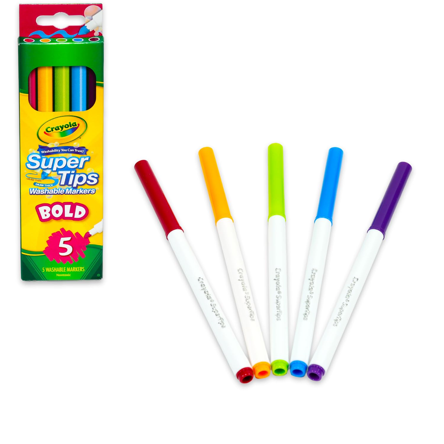 Crayola Super Tips Pennarelli per bambini – Confezione con 10 pennarelli lavabili per bambini per bomboniere, sacchetti per dolcetti, più set da colorare per ragazzi, ragazze, bambini