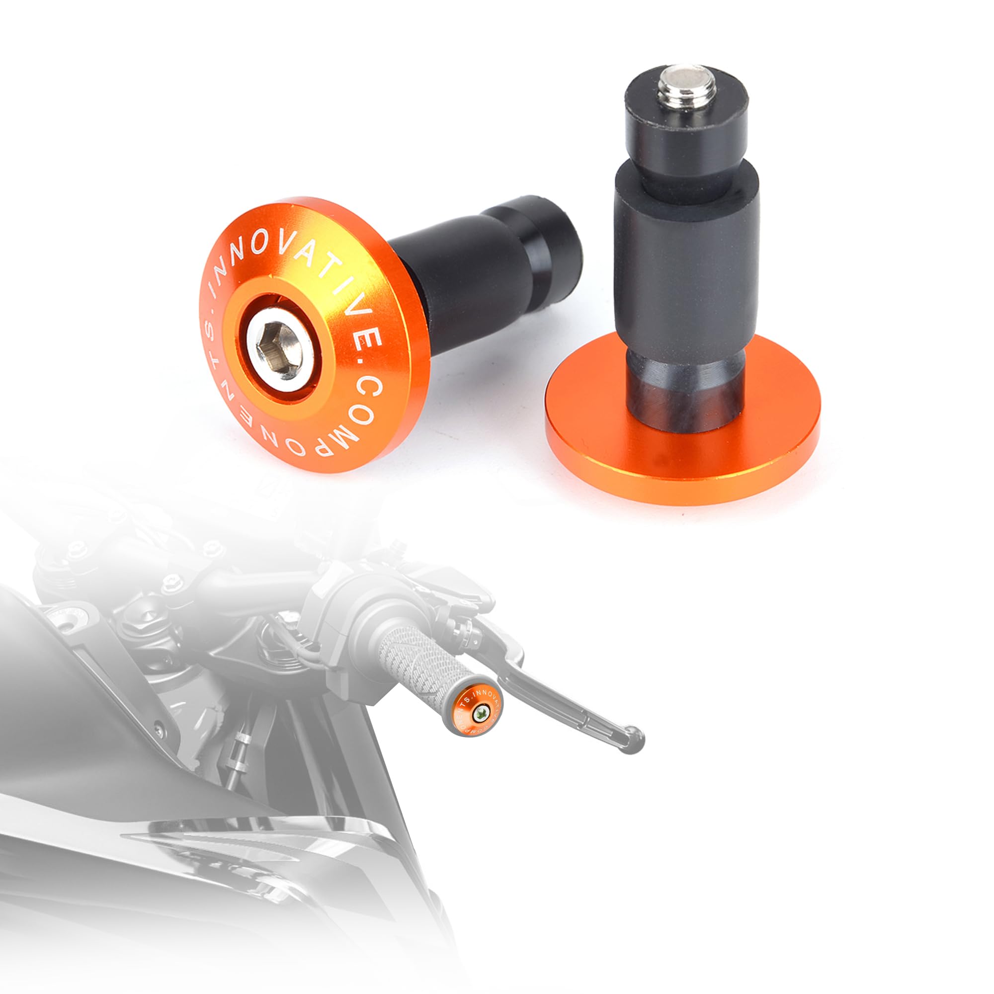Goldfire Motorcycle 7/8'' Handle Bar End Weights Handlebar Grips Cap Anti Vibration Silder Plug Fits for Yamaha Kawasaki Dirt Bike (orange)