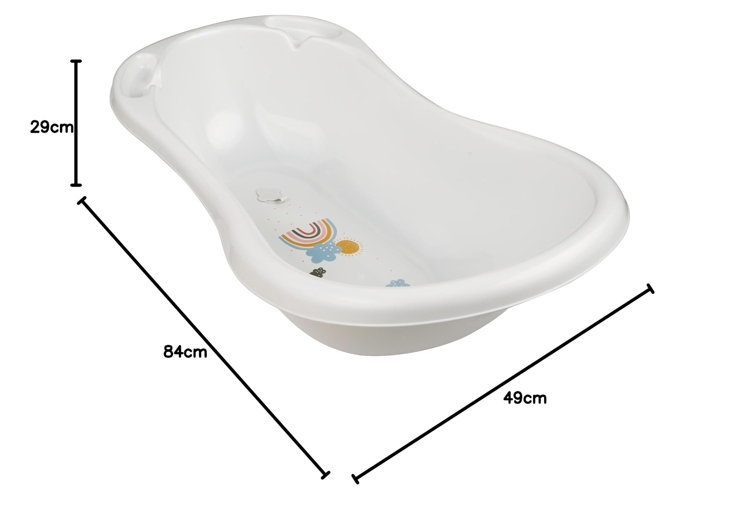 keeeper Bañera Ergonómica con Tapón Arcoíris, De 0 a 12 Meses, 84 cm, Maria, Blanco