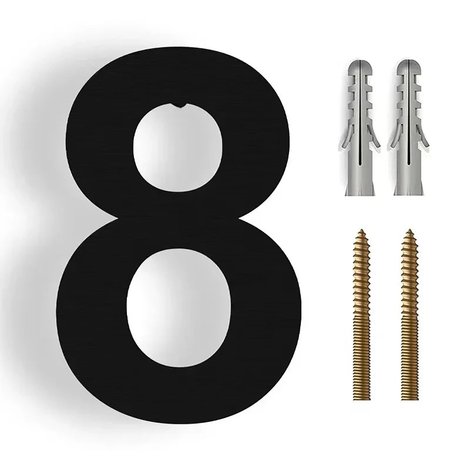 6/8/12 Inch Floating House Numbers Modern Metal Stainless Steel Door Number Silver/Black Mailbox Address Sign with Screws, for Wall Decor Apartment Garden Yard Hotel Cafe Office Street(Black 8,6In) — image 1