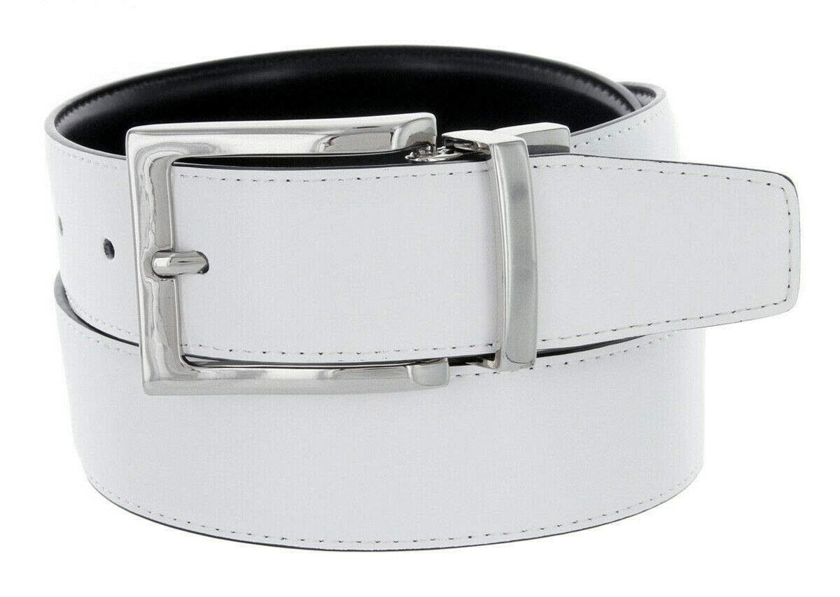 Men's Belt Genuine Leather Reversible Belt Rotated Buckle 1-3/8" wide Dress Casual Belt