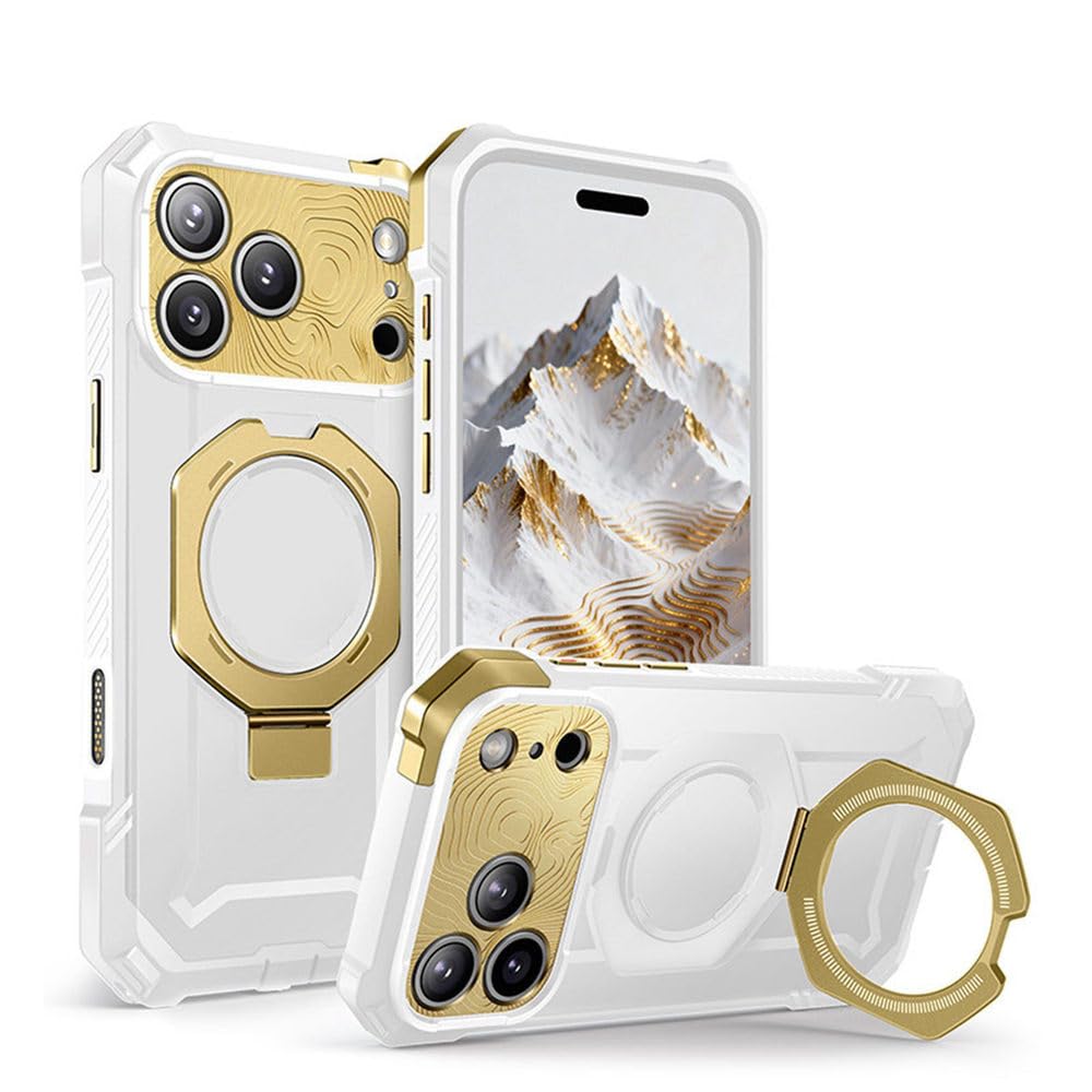 Funda Protectora a Prueba de caídas con Cobertura Total para el botón de la cámara 2026, Soporte magnético, Carga inalámbrica, Lente de Cobre Puro, Color Blanco, para iPhone 17 Pro MAX