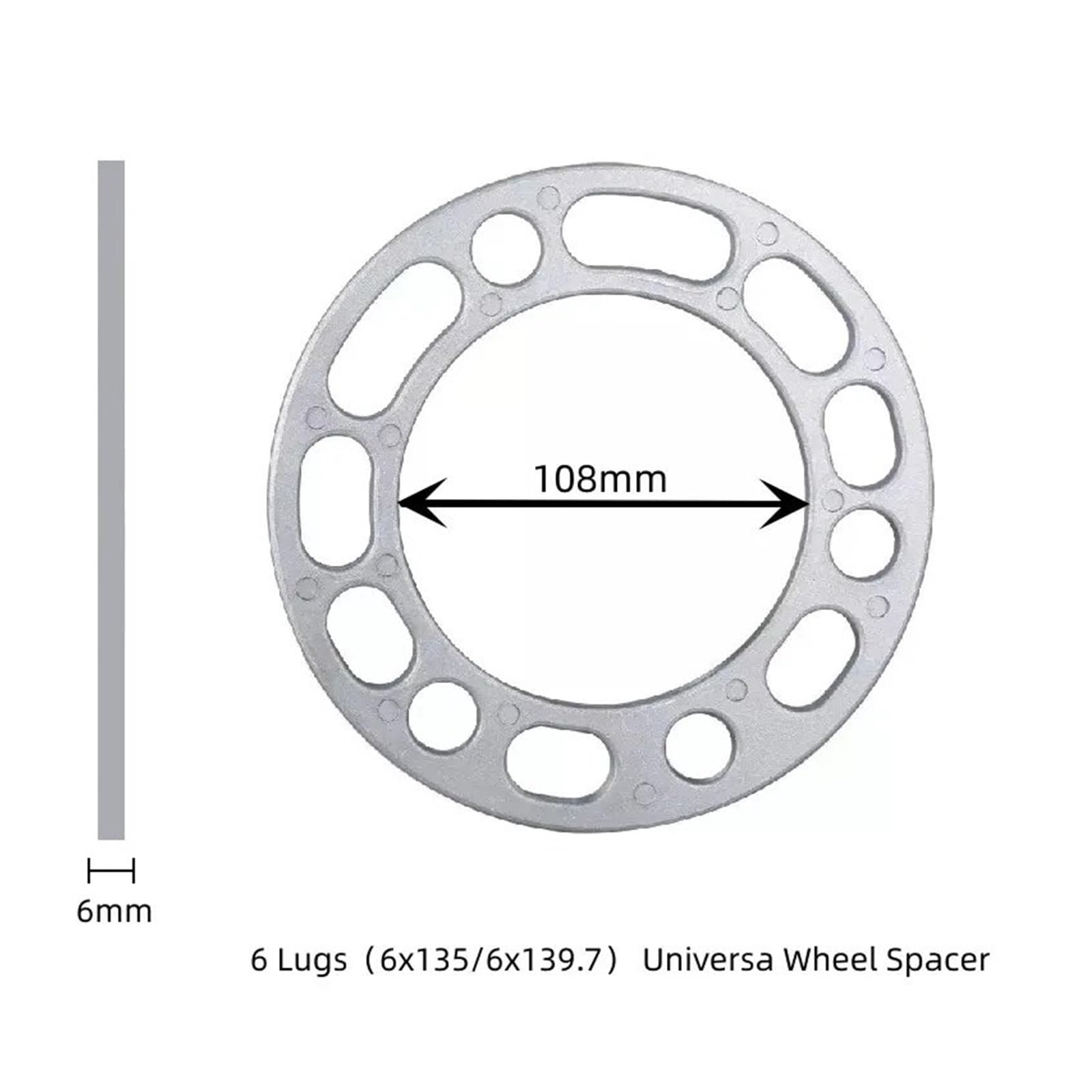 distanziali mozzo Adattatori Per Mozzi Per Guarnizioni | Materiale Distanziali ruota in lega di alluminio da 3 mm 5 mm 6 mm 8 mm 10 mm(6mm)