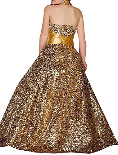 GZCYL Shining Girl Dresses Long Sequins Pageant Girls Dresses Halter Wedding Flower Toddler Gown2