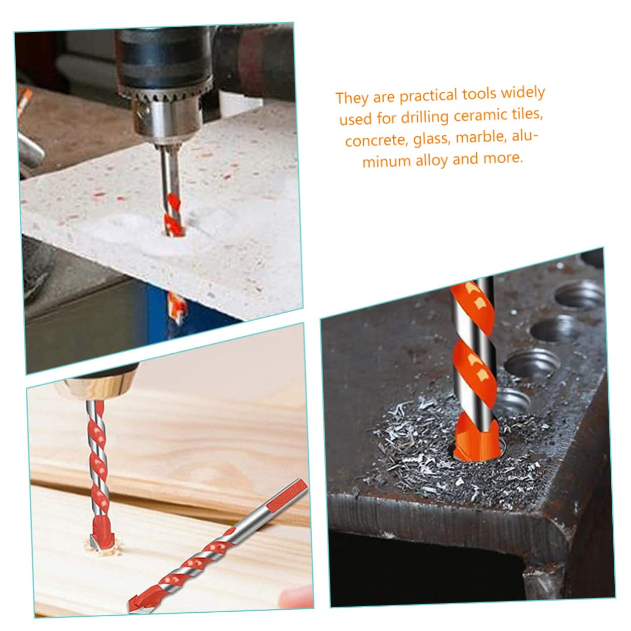 DECOMELODY 5Pcs Multi Functional Carbide Drill Bit Triangle Drill Bits for Ceramic Glass Concrete Marble Wood High Hardness Spiral Design for Efficient Drilling