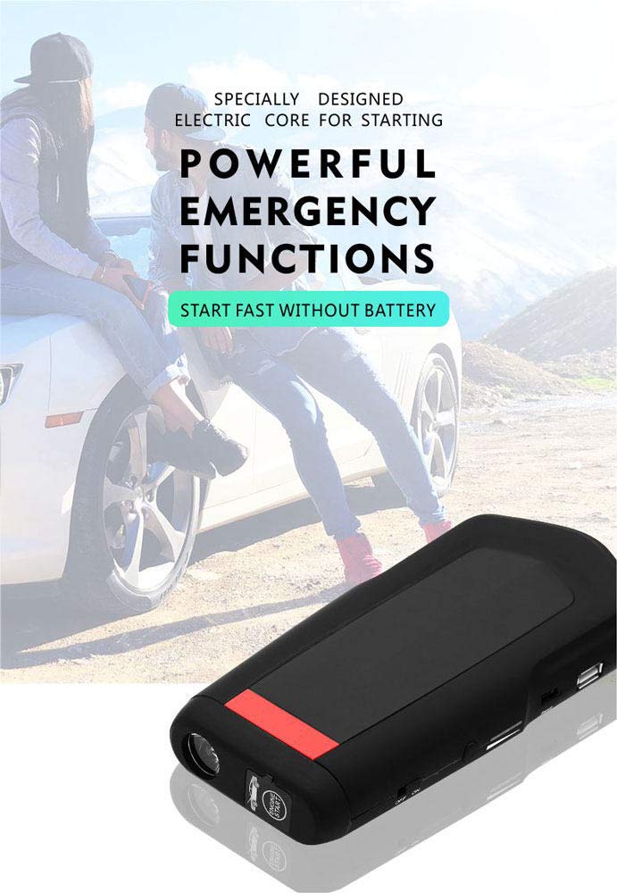 Booster Batterie Voiture - 800A 13200mAh Portable Jump Starter, Démarrage de Voiture, Alimentation Eléctrique d'urgence pour Voiture avec Lamp LED [Classe énergétique A+++],12000mAh