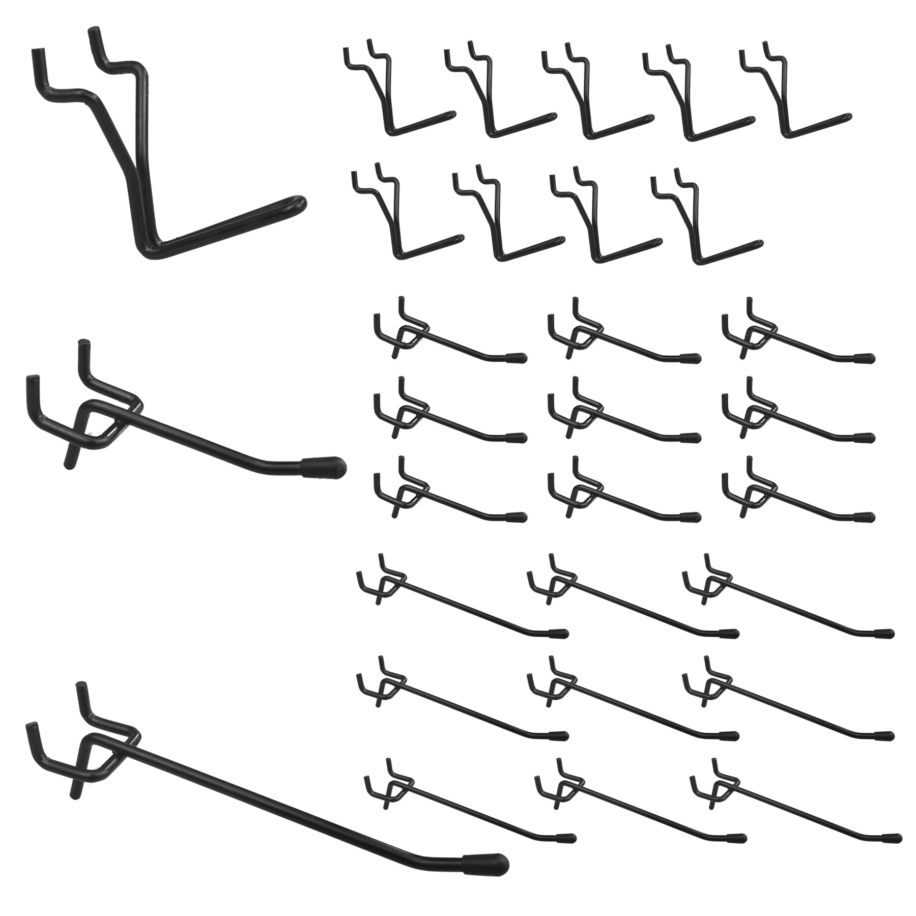 G.CORE Pegboard Hooks for Hanging Tools - 30PC Black Hook Assortment Peg Board Organizer Accessories for 1/8 1/4 Peg Boards - Metal Heavy Duty Display Organizer for Garage Craft Hobby Supplies
