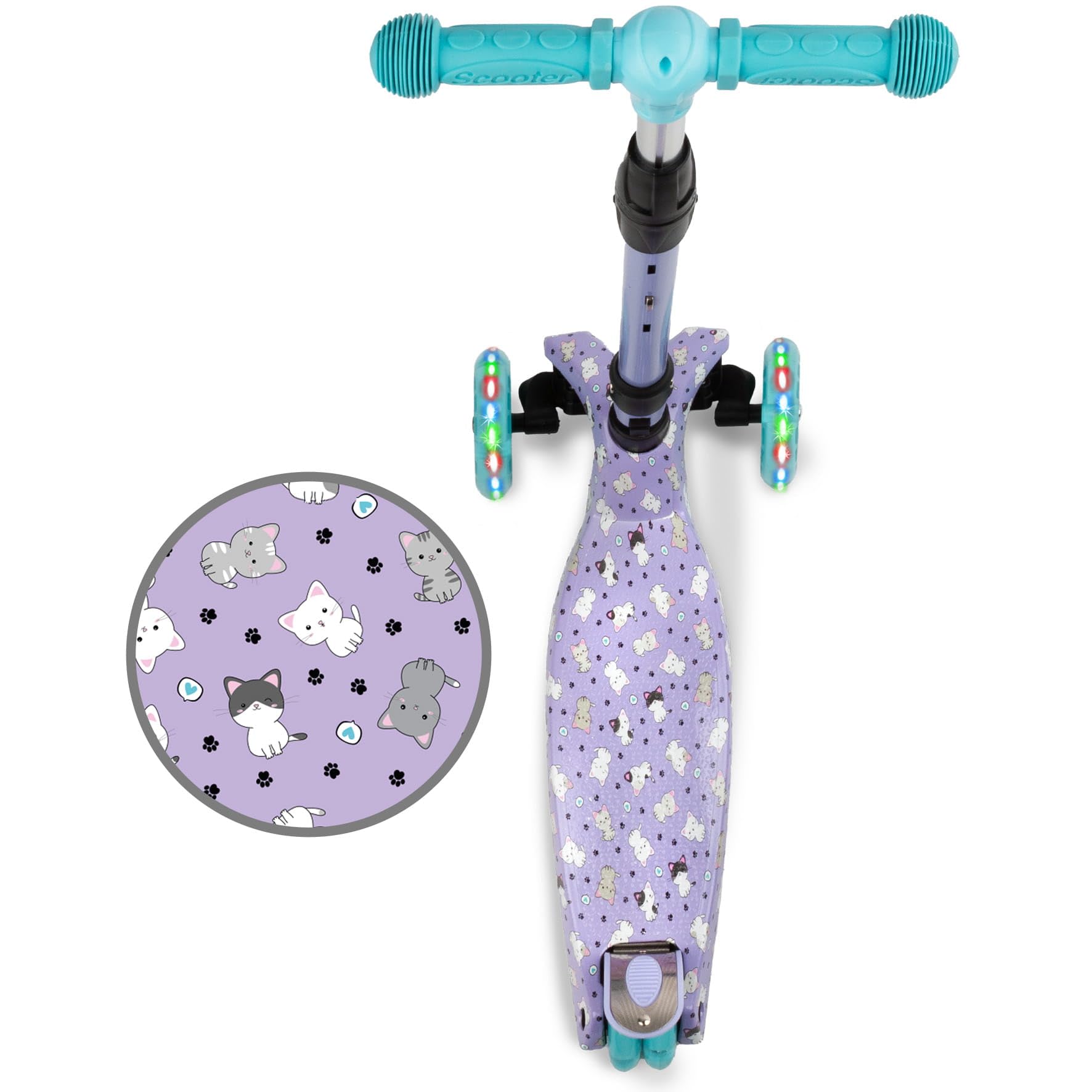 COIL Trottinette pour enfant, trottinette à trois roues, trottinette d'équilibre, trottinette de ville, roulement ABEC-7, réglage du volant à 3 niveaux, roues LED