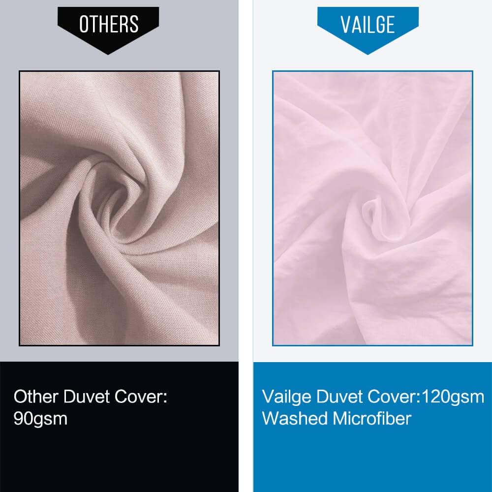 Vailge 3-Piece Duvet Cover Set Twin Size, 100% Washed Microfiber Bedding Sets,Ultra Soft and Breathable Comforter Cover with Zipper Closure & Corner Ties (Not Include Comforter) (Twin,Pink)