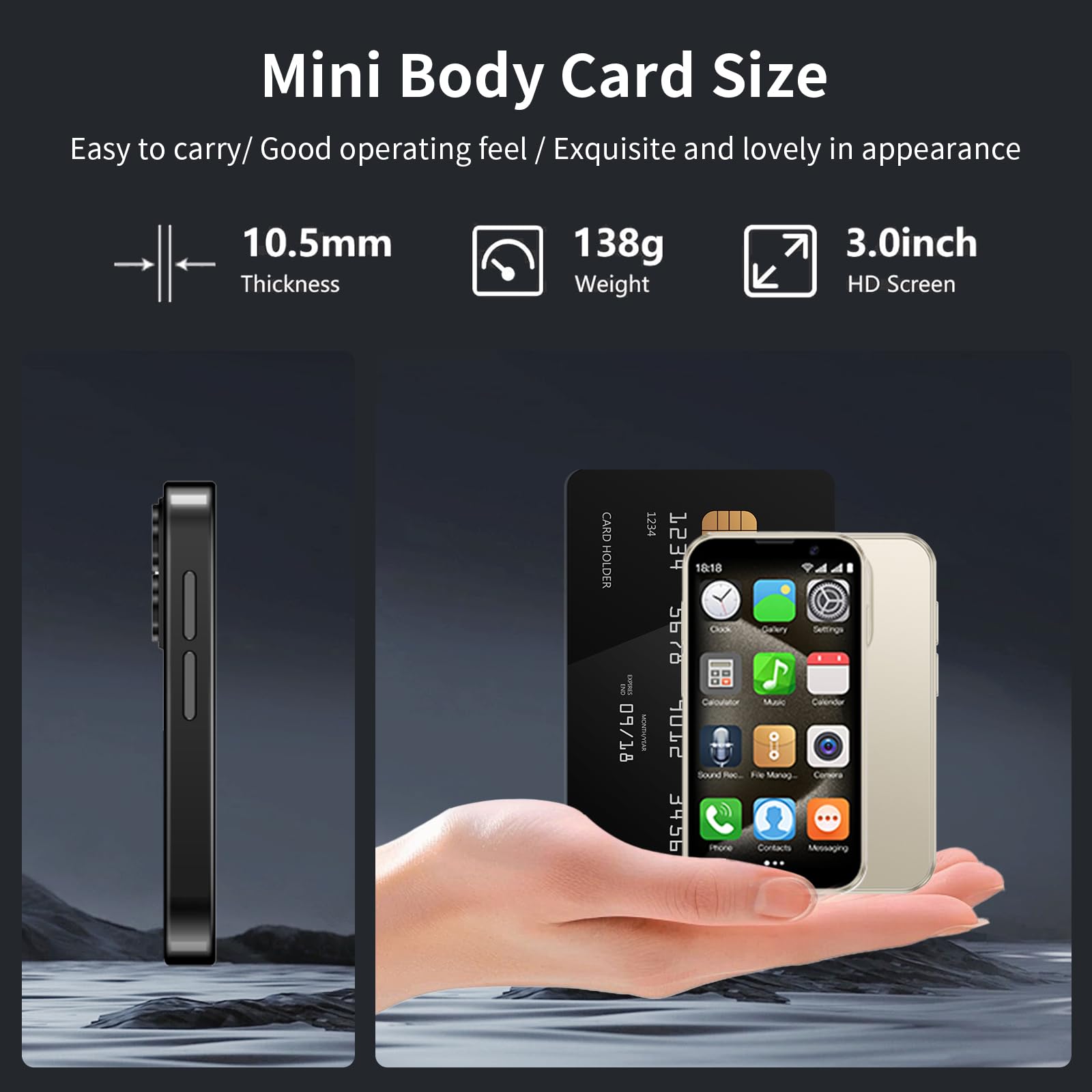 cofcvgs mini telefono, 3.0 pollici mini telefono, 3G Smart Phone, 2GB RAM 16GB ROM, smartphone Android 9.0 per bambini, batteria di riconoscimento facciale 900mAh telefono(rosa)