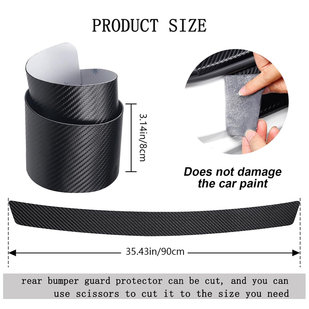 Scratch-Proof Rear Bumper Guard for SUV - Matte Black Universal Fit, Full Adhesive Protection, 35.43