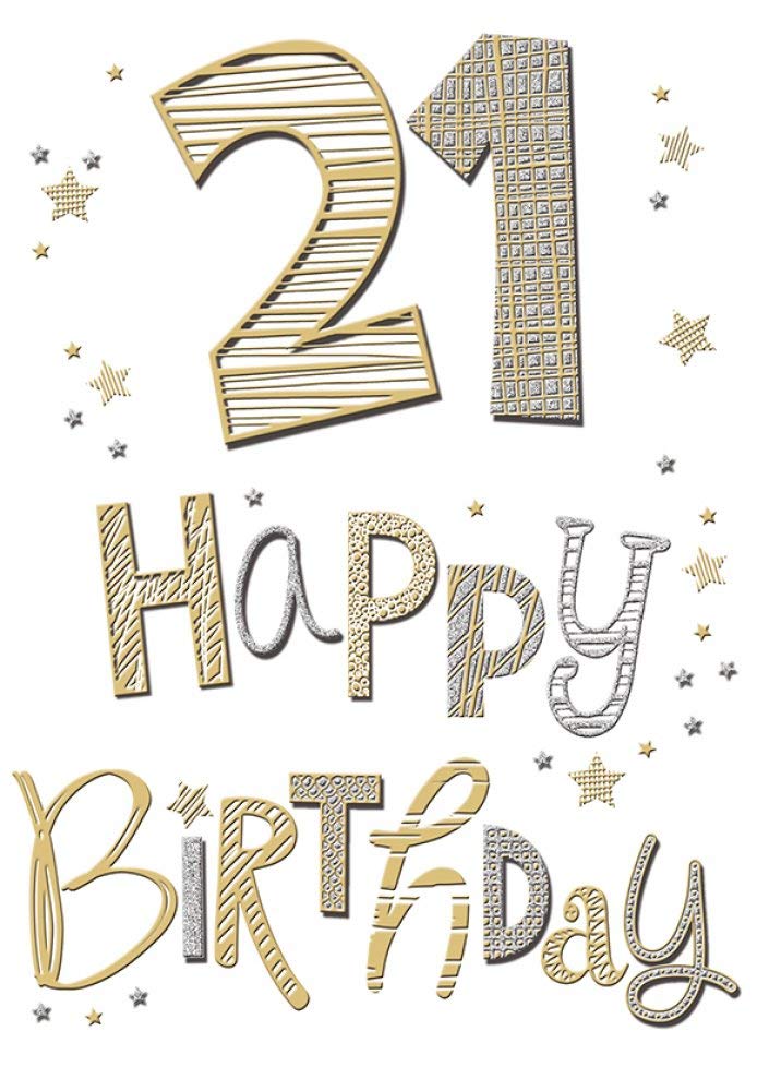 Piccadilly Greetings Modern Milestone Age Birthday Card Age 21 - 9 x 6 inches