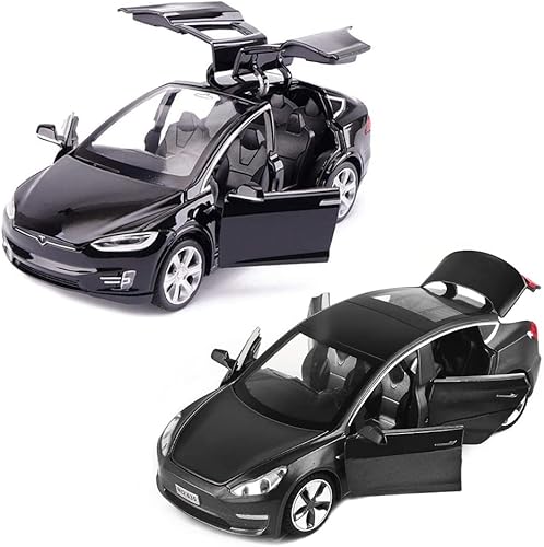 Coche de juguete modelo X3 para niños, juguetes de aleación 132, vehículos Tesla modelo de coche con sonido y luz, juguete de coche para niños