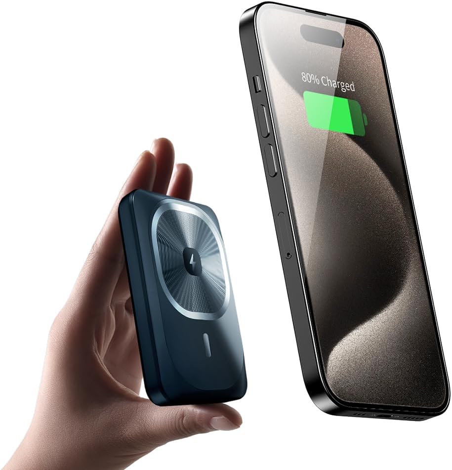 T-CORE Magnetic Power Bank 10000mAh,Smallest Magnetic Battery Wireless Portable Charger,20W Fast Charging,with USB-C Cable,for iPhone 15/14/13/12 Series,for MagSafe Cases.(Black)
