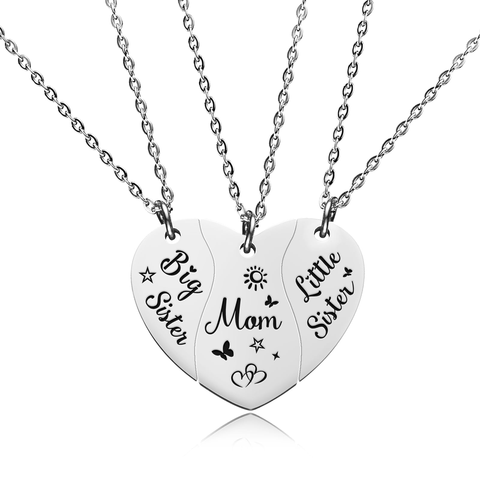 Split Half Heart Matching Necklace Set for Mom Daughter Sister Dainty Gift