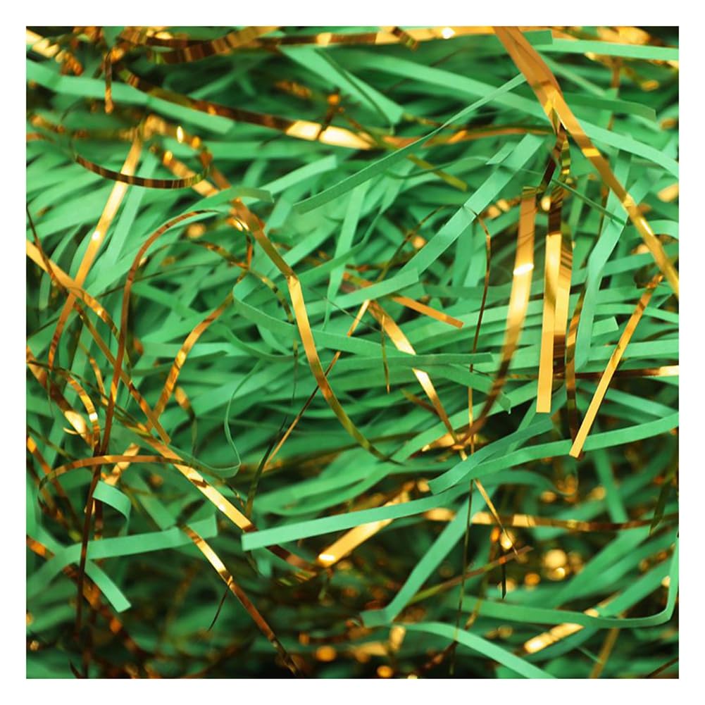 Papier déchiqueté pour boîtes-cadeaux, Papier de soie pailleté multicolore avec fils dorés, 500 g à 1000(Green,500g)