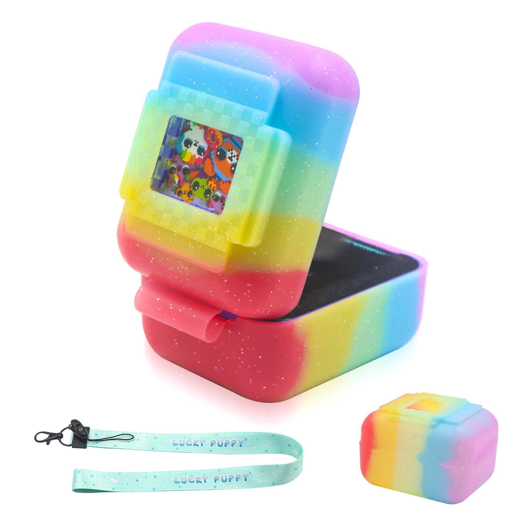 Silicone Cover Case for Bitzee Interactive Toy Digital Pet, Silicone Protective Case for Bitzee Virtual Electronic Pets, Digital Pet Case Accessories for Bitzee with Lanyard,Color (Case Only)