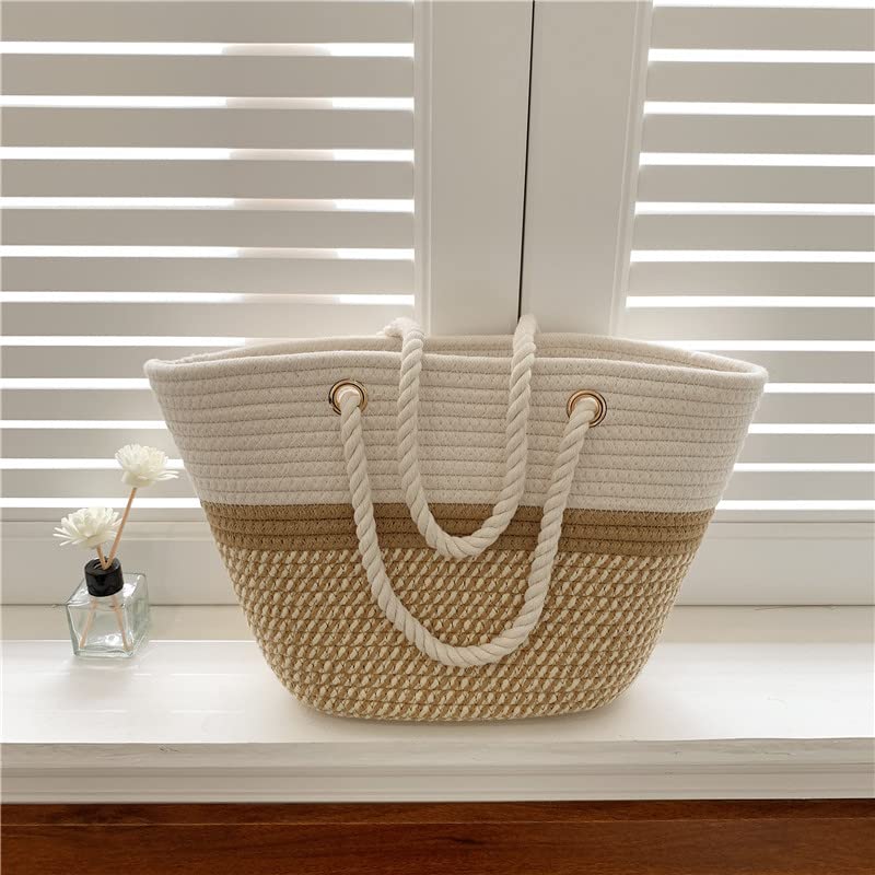 Beach Tote Bag for Women, Large Straw Woven Bags Tote Shoulder Bag Vacation Essentials Beach Travel Swimming Bags3