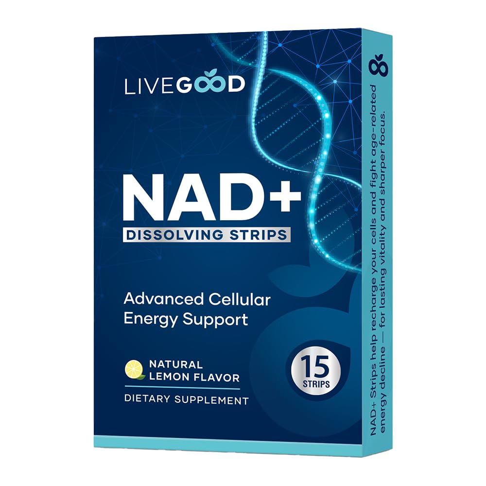 LIVEGOOD NAD+ Dissolvable Strips | Oral NAD Supplement for Cellular Energy, Brain Support & Healthy Aging | Fast-Melt NAD Formula | Vegan, Non-GMO
