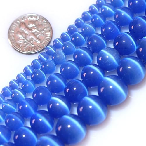 Miniatura 3 de JOE FOREMAN Cuentas redondas de ojo de gato azul océano de 0.236 pulgadas para hacer joyas, cuentas redondas de 15 pulgadas con cuentas de piedras