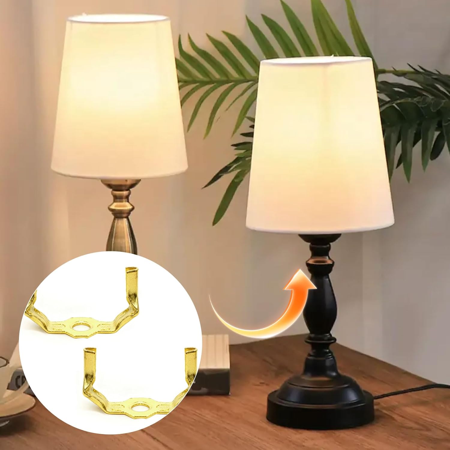2PCS Lamp Harp Saddle Base 1/8 IP Antique Gold Saddle Lamps Stand Threaded Base Non-Slip Collar Ring Adapter Lampshade Holder for Replacement Metal Lamp Shade Accessories and Parts Bracket