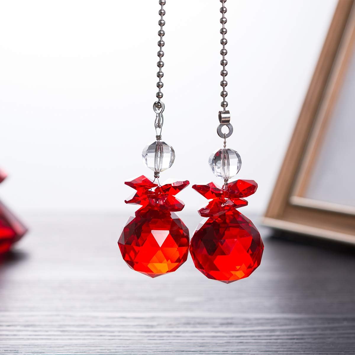 Crystal Ceiling Fan Pull Chains Hanging Pendants Prism Pack Of 2 Purple - - 
