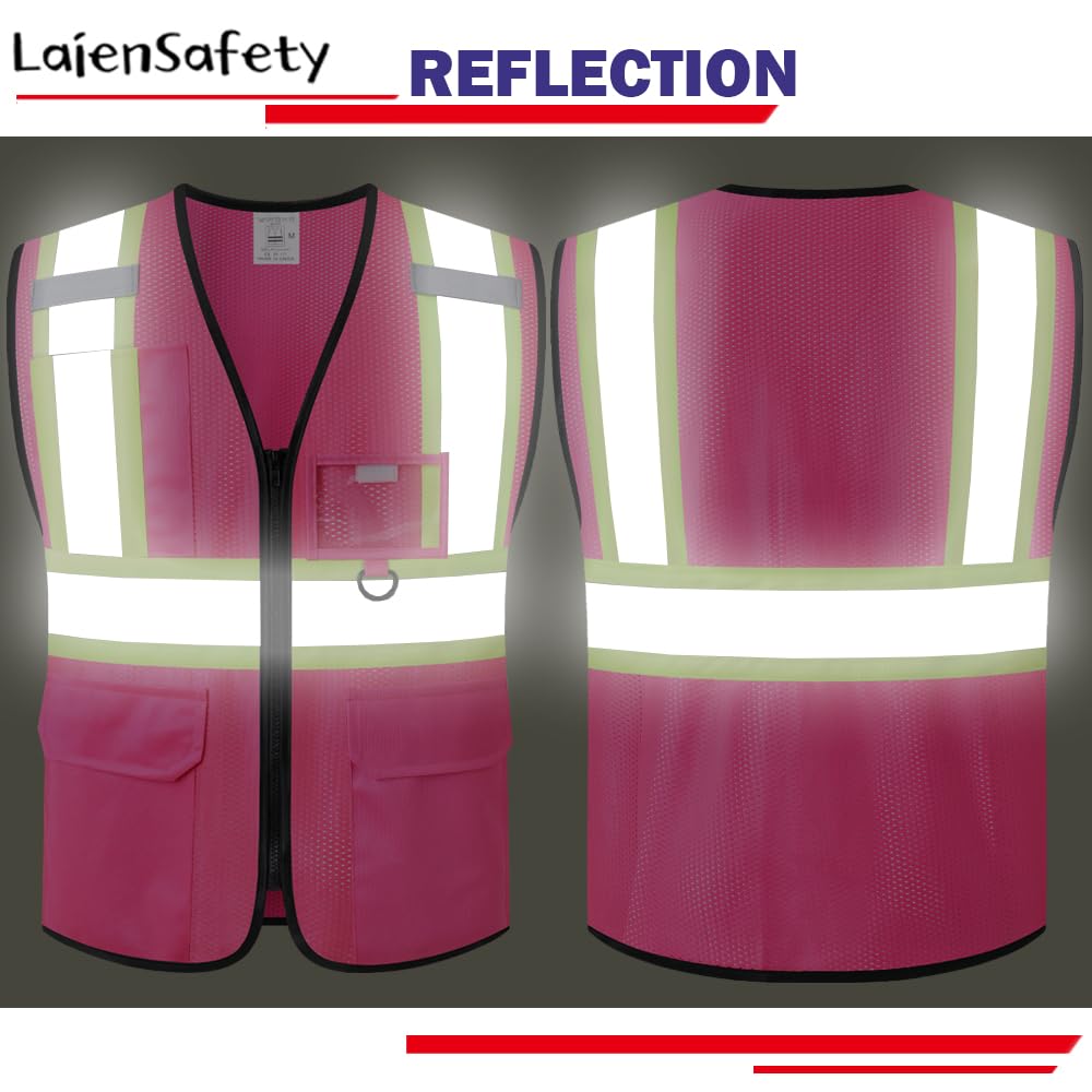 Reflektierende Sicherheitsweste für Damen und Herren, Sicherheitsweste mit hoher Sichtbarkeit, ANSI/ISEA-Standards