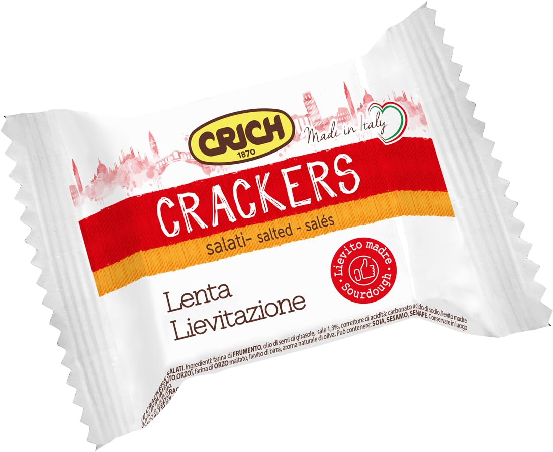 Crich Crackers Salati Monodose, Snack Croccanti Made in Italy, Lievitazione Lenta, 200 unità