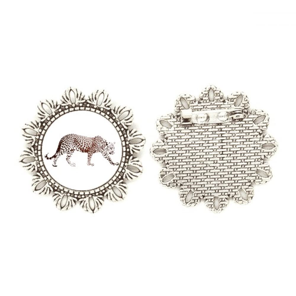 Broche de plata de guepardo y flores marrón tamaño medium para ropa 4