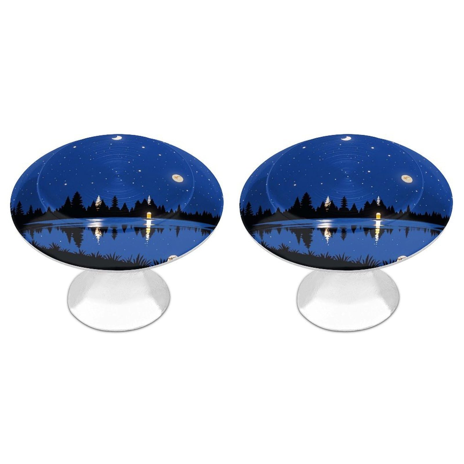 QMNLKH The Lake in The Night Sky Cabinet Knobs for Home, Round Drawer Pulls for Kitchen, Personalized Cupboard Handles with Screw, Fashion Dresser Knobs for Office, Drawer Handles, 2 Packs