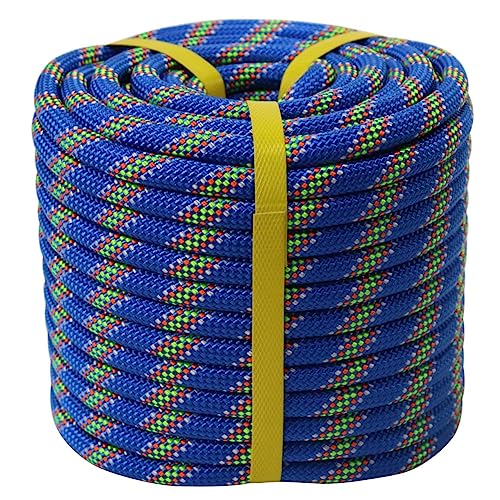 Double Braided Arborist Rope – 1/2 Inch x 50 Feet Polyester High Strength Climbing Rope for Tree Work, Halyard, Sailing (Blue)
