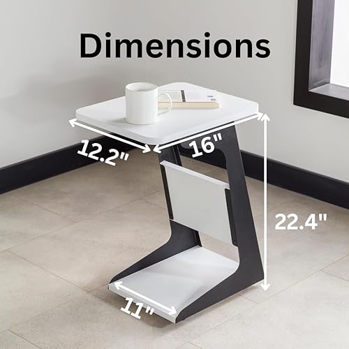 Miniatura 2 de Mesa auxiliar en forma de C, mesa auxiliar para sofás, mesas de sofá deslizantes debajo del sofá para sala de estar, mesa de bandeja de TV para