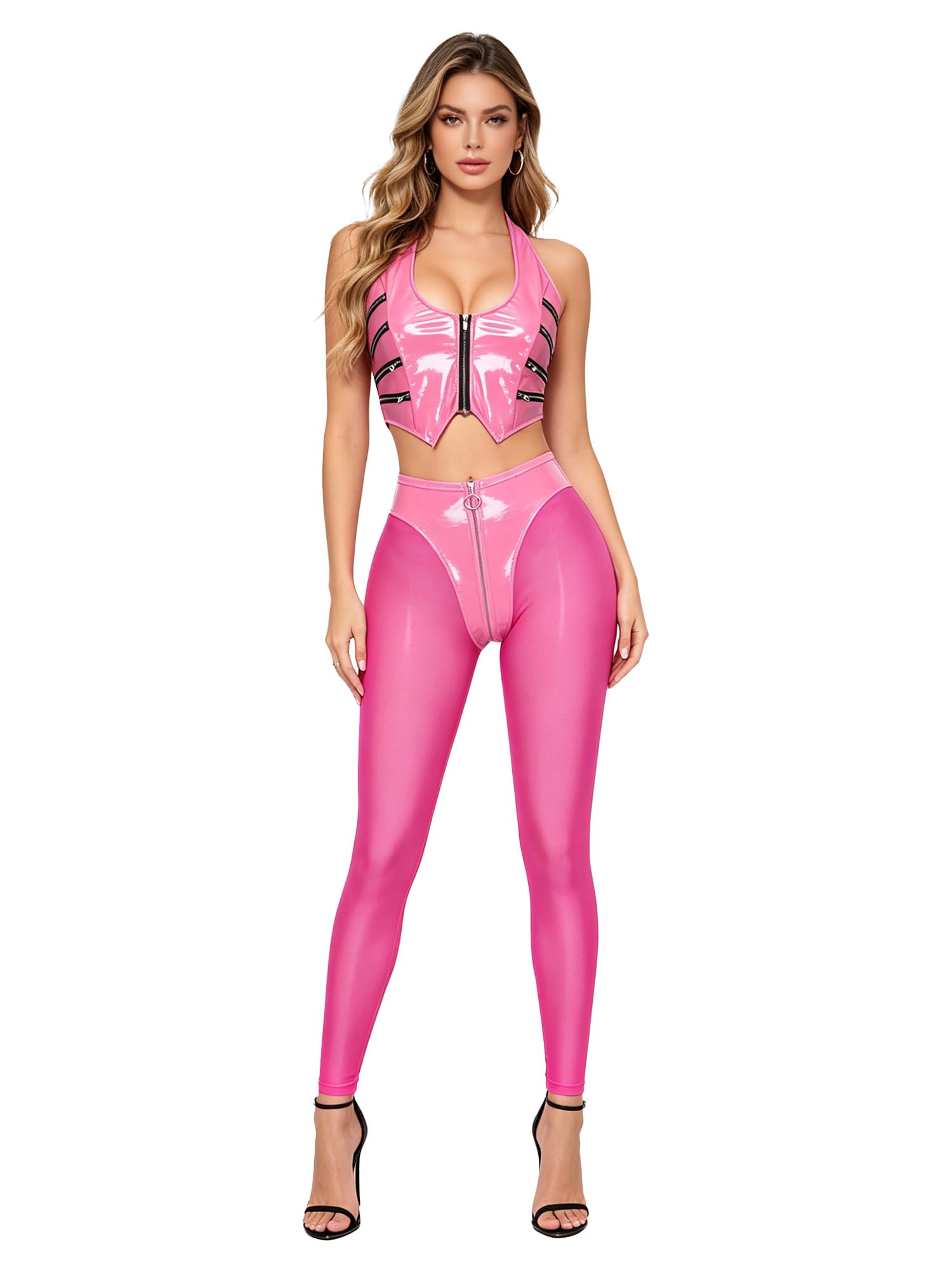 Pantalones trajes de rave y top con cremallera para ajustar a tu medida 8